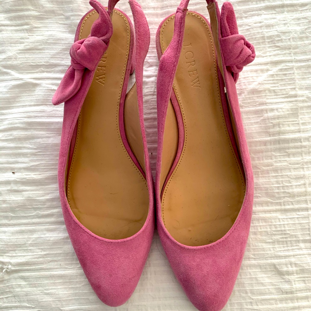 JCREW BUBBLEGUM PINK BOW HEEL - size 7.5
